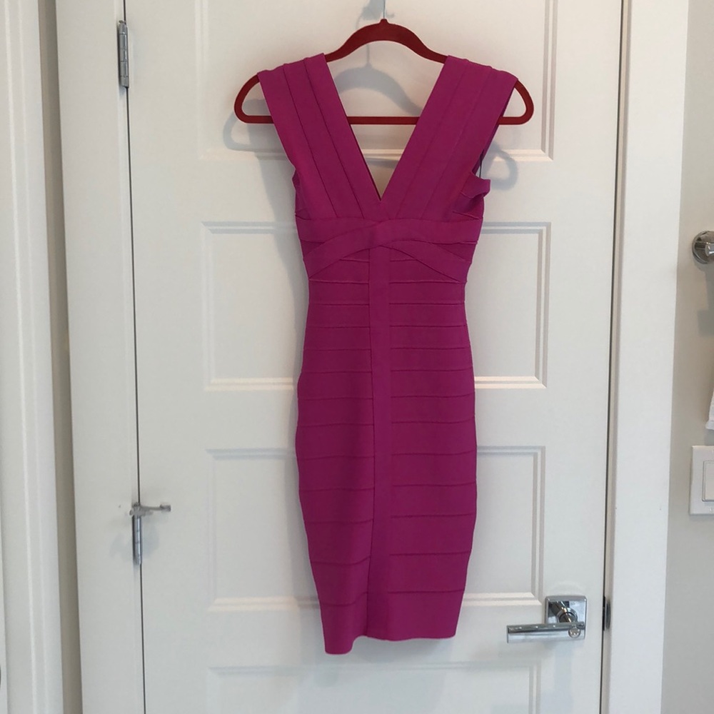Herve Leger Bright Pink Bandage Dress XS